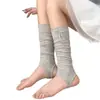 Calcetines tipo ballet que cubren el pie verano finos para mujer serie miu lazo gris calentadores de pierna punta abierta talón calcetines hasta la pantorrilla calentadores de pierna
