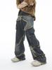 Jeans Sueltos Estilo Retro Americano para Hombres y Mujeres, Diseño Primavera y Otoño, Pantalones de Borde Crudo a la Altura del Suelo, Pantalones Rectos de Pierna Ancha, Marca de Moda