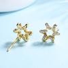 Brincos de girassol cravejados de diamantes moda feminina brincos de zircônia microcravejados coração de menina brincos de flor oca pequenos estilo coreano cobre