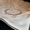 Pulseira Redonda de Aço Titânio Totalmente Cravejada em Diamante Estilo Francês, Pulseira Simples e Fashion de Luxo Leve, Senso de Design, Joia Versátil e Única para Públicos de Nicho