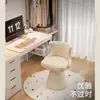 Silla de Maquillaje Moderna para Habitación de Vestir de Chicas Taburete Giratorio de Color Crema Luz de Lujo Silla de Tocador de Gama Alta Asiento para Vestidor