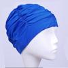 Fabricante Venta al por Mayor Cómodo No Estirable Plus Gorro de Natación Plisado para Cabello Largo Color Puro Gorro de Natación de Tela para Mujer Gorro de Tela de Nailon