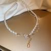 Collar de plata artificial con diseño de amor, estilo retro francés, con cadena de clavícula de temperamento suave y sentido de alta gama.