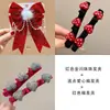 Grampo de Cabelo Laço Acessório de Cabelo para Meninas, Presilha de Cabelo Vermelha para Trás da Cabeça, Grampo de Cabelo de Ano Novo para Meninas, Ornamento de Cabelo de Fita Infantil