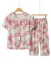 Conjunto de Verano de Abuela 2026 Modelo Nuevo Camisa de Mamá Conjunto de Dos Piezas Top de Manga Corta para Mujeres de Mediana Edad y Mayores
