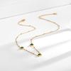 Colar Feminino Ins Estilo Frio Quadrado Esmeralda Zircônia Aço Titânio Cor Ouro 18k Corrente de Clavícula Sem Cor