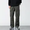 Pantalones cargo de camuflaje verde militar multibolsillos de alta calle americana para hombre, marca de moda Otoño 2026, holgados, pierna ancha, retro, rectos, casuales