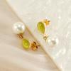 Pendientes de perlas de alta calidad con nicho de ópalo y gota de agua, estilo retro artístico, para otoño e invierno de 2023 para mujer