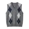 26 Chegada Outono Inverno Estilo Old Money Padrão Diamante Intársia Colete de Pelúcia Suéter de Cashmere Senso de Design Suéter de Lã Puyuan