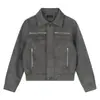 Jaqueta Original Americana Retro Workwear com Zíper e Gola para Homens e Mulheres, Jaqueta Top Curta Solta de Primavera