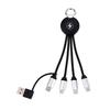 Carga rápida doble Tipo-C llavero de regalo con logo luminoso personalizado cable de datos 5 en 1 carga de teléfono móvil multifunción