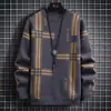 Ventas Directas de Fábrica, Superventas Transfronterizos, Suéter de Punto con Cuello Redondo y Rayas de Moda y Único para Hombre, Tallas Grandes