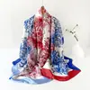 Lenço Longo Retrô Artístico, Estilo Primavera e Verão, Fino, Roxo Claro, Lenço de Seda com Estampa Floral Elegante, Xale Longo, Lenço Longo para Proteção Solar