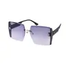 Gafas de sol cuadradas sin montura con degradado, superventas transfronterizas, ligeras, protección UV, adelgazan el rostro, selección de influencers, venta al por mayor