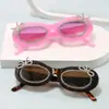 Gafas de Moda Transfronterizas Europeas y Americanas con Montura Ovalada Nueva, Gafas de Sol de Moda Personalizadas con Diamantes, Gafas de Sol Lindas y Versátiles de Estilo Callejero