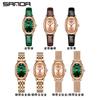 Reloj de Cuarzo Sanda Correa Simple Diamante Ovalado Reloj para Mujer Compacto y Versátil Impermeable Reloj para Examen