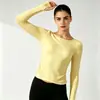 Roupa Fitness Canelada de Alta Elasticidade para Mulheres, Manga Longa, Franzidos Laterais na Cintura, Abertura para o Polegar, Corte Justo, Valoriza a Silhueta, para Corrida, Pilates, Top Esportivo