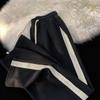 Calça de Tricô Waffle Tendência 2026 para Casal Moda Outono Calça Casual Listrada Calça Wide-Leg Calça de Moletom Esportiva para Estudante