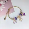 Pulsera Elegante de Aleación Galvanizada con Broche de Langosta y Trébol de Cuatro Hojas para Mujer, Más Vendida en el Sudeste Asiático, Joyería de Dibujos Animados en Stock, Hecha a Mano