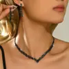 Explosión cruzada estilo nuevo collar de novia completo de diamantes joyería collar temperamento europeo y americano conjunto de tres piezas cadena de garra de pedrería conjunto de joyería femenino