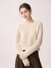 Suéter 100% cachemira pura para mujer, con diseño de hombro raglán, cuello redondo engrosado, mangas largas y un estilo simple y versátil adecuado para el uso diario