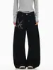 Otoño e Invierno 2025 Jeans Silueta con Lema de Letra Retro Americana para Hombre y Mujer Estilo Bf Holgado Pantalones Scimitar de Pierna Ancha Sueltos