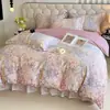 Juego de Falda de Cama de Franela Cepillada de Algodón Puro Engrosada para Otoño e Invierno Juego de Tres Piezas Colcha de Encaje 100% Algodón Pieza Única Cubierta de Cama Antideslizante Protector de Cama