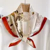 Lenço de Seda Fino Estilo Pastoral Estampado Imitação de Seda para Mulheres, Cachecol Masculino da Moda Tendência, Lenço de Alta Qualidade, Versátil
