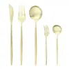Faca, garfo e colher de cor criativa, conjunto de talheres estilo ocidental, garfo de fruta banhado a ouro fosco, faca e garfo de aço inoxidável, conjunto de cinco peças
