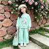 Comércio exterior mais vendido lindo conjunto novo e estiloso para meninas conjunto de duas peças com moletom com laço e calça pantalona para bebê menina