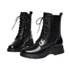 Invierno 2026 Nuevo Estilo Británico con Cordones Botas Martin de Felpa para Mujer Suela Gruesa que Aumenta la Altura Antideslizante Suela Suave Versátiles Zapatos Individuales