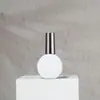 Em Estoque Frasco de Vidro Branco Opaco para Esmalte em Gel de 10ml com Tampa Dourada Metalizada e Pincel, Frasco de Vidro Vazio para Esmalte