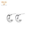 S925 prata esterlina brilhante em forma de C brincos femininos japoneses e coreanos minimalistas brincos temperamento on-line popular ins ao vivo jóias de orelha explosivas