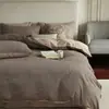 Qualidade A, seguro para bebês, algodão de fibra longa de Xinjiang, conjunto de cama de quatro peças escovado, estilo japonês, 100% algodão, capa de edredom jacquard tingido em fio, algodão puro espessado