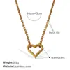 Colar Coração Vazado Francês Mais Vendido Aço Inoxidável Banhado a Ouro Real 18K Pulseira Simples Elegante Estilo Ins Transfronteiriço