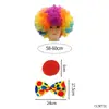 Disfraz de Payaso Clásico para Performance de Cosplay Set de Nariz de Payaso Peluca Afro Pajarita de Payaso Corbata