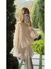 Vestido de Chiffon Plissado Estilo Francês Transfronteiriço com Amarração na Cintura e Mangas Bufantes Design com Fita Estilo Festa para Mulheres Vestido Curto de Verão