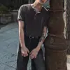 Camiseta Masculina Myq Henry Gola Redonda Manga Curta Verão Fina Slim Versátil Estilo Coreano Roupa de Trabalho Estilo Old Money Top