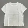 Camiseta Casual de Verão Nova para Mulheres, Manga Curta, Gola Redonda, Cor Sólida, Fivela de Metal, Pônei, Versátil, Top Emagrecedor, Roupa Casual