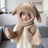 Las orejas se pueden mover, lindas orejas de conejo, gorro para niños, bufanda de invierno para niñas, protección para los oídos de felpa, cálido gorro Lei Feng