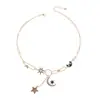 Accesorios para Collares al por Mayor Cadena para Clavícula Colgante de Estrella y Luna Transfronterizo Europeo y Americano Nicho Femenino Lujo Ligero Gama Alta Clip de Papel