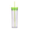 Taza de Agua de Moda Estilo Ins Europeo y Americano Taza Delgada de Doble Capa con Popote Taza Transparente Recta con Popote Taza de Agua de Doble Capa