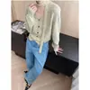 Suéter cárdigan de punto con hilo floral variado, cuello en V, delgado, para crear ambiente Sinan, cinta suave Sn8204