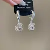 Brincos Geométricos Redondos Florais Zircônia Pérola Super Flash Agulha de Prata Brincos Simples Personalizados Brincos de Design de Nicho para Mulheres