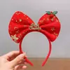 Tiara de Natal, Tiara Fofa, Laço Vermelho, Vestido Festivo, Grampo de Cabelo, Acessórios de Cabelo Infantis para Meninas para Outono e Inverno