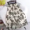 Falda de Malla con Bordado de Hojas Florales Otoño e Invierno para Mujer 20265 Nuevo Estilo Coreano Moderna Fluida con Dobladillo Ancho de Longitud Media