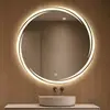 Espejo inteligente redondo para hotel transfronterizo, espejo iluminado, espejo de maquillaje con luces, espejo de baño, luz LED antivaho, montado en la pared