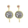 Nuevos pendientes de botón vintage de plata tailandesa S925 de plata de ley, moneda antigua griega del dios del amor Venus, joyería de oreja de nicho de alta gama