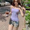 Camisola de Verano para Chica Picante con Pliegues de Seda Helada Ropa Interior para Mujer con Almohadilla para el Pecho Top de Uso Único Moderno Ajustado Hermoso Espalda Descubierta Top Tubo Ropa Interior