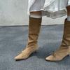 Botas Apontadas Novas Outono e Inverno 2025, Botas de Moda com Laço, Botas de Couro Versáteis de Salto Fino